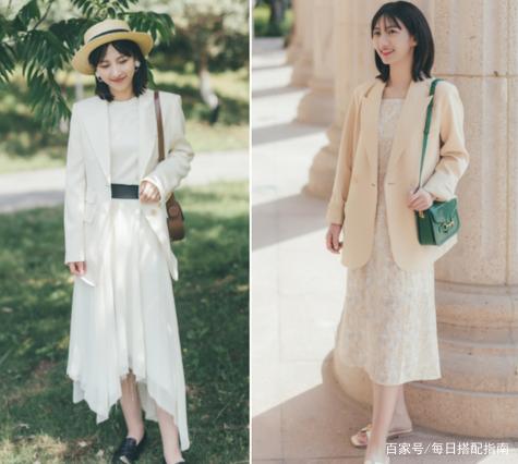 入春后，“短外套+长裙”又火了，优雅时髦，小个子穿也非常好看
