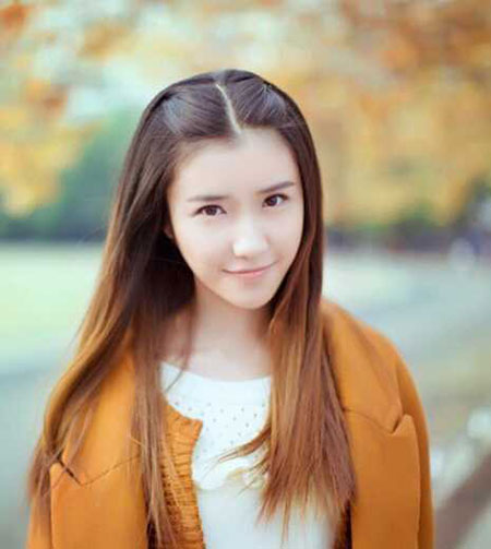 女学生中长直发清纯发型图片