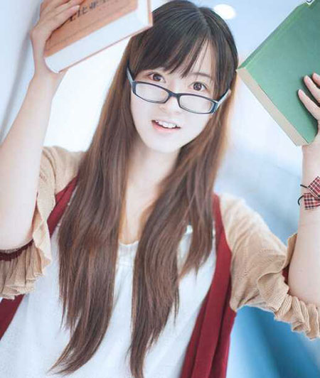 女学生中长直发清纯发型图片