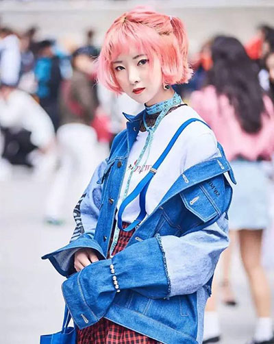 短发极浅红色发型图片大全