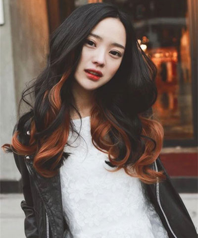 女生发尾渐变色头发大全图片