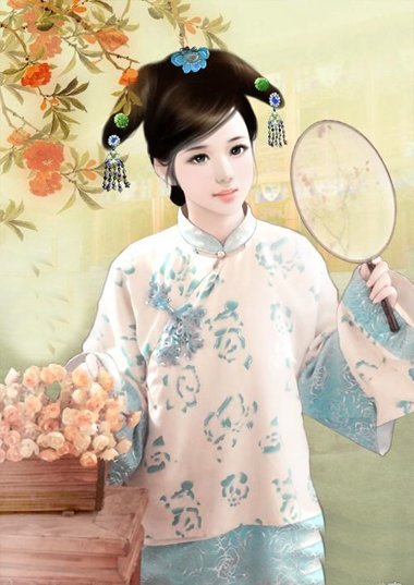 手绘清朝旗头女子造型图片 奢华清宫嫔妃手绘旗头