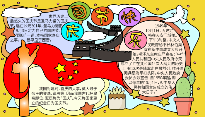 世界最著名的手抄报国庆节 世界最著名的手抄报国庆节的画法 