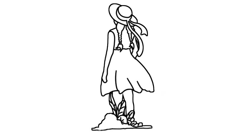 女孩背景简笔画教程  女孩背景简笔画步骤 